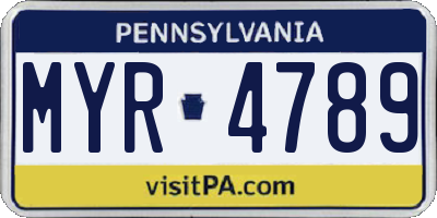 PA license plate MYR4789
