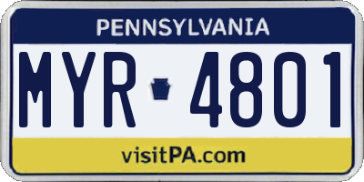 PA license plate MYR4801