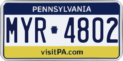 PA license plate MYR4802