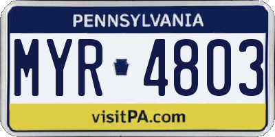 PA license plate MYR4803