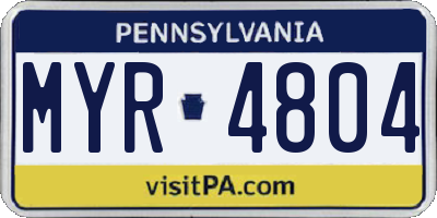 PA license plate MYR4804