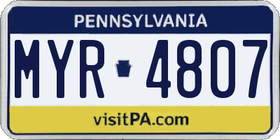 PA license plate MYR4807