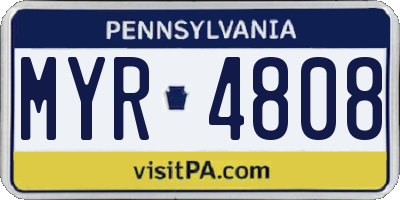 PA license plate MYR4808