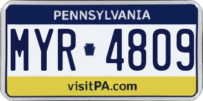PA license plate MYR4809