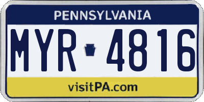 PA license plate MYR4816