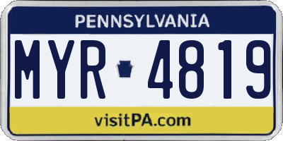 PA license plate MYR4819
