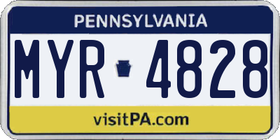 PA license plate MYR4828