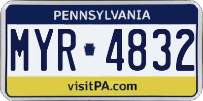 PA license plate MYR4832
