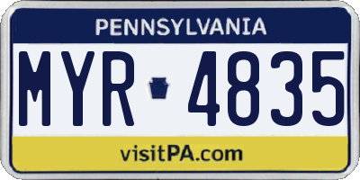 PA license plate MYR4835