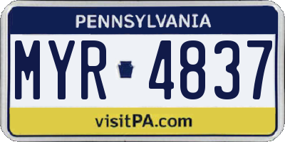 PA license plate MYR4837