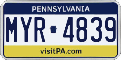 PA license plate MYR4839