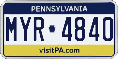 PA license plate MYR4840