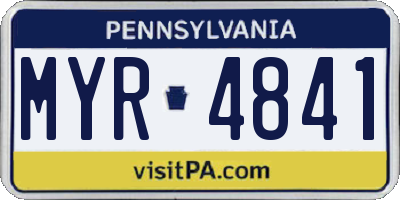 PA license plate MYR4841