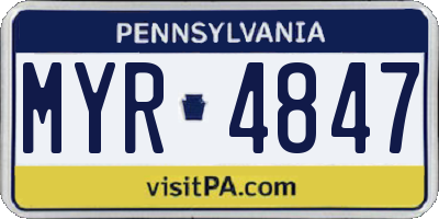 PA license plate MYR4847