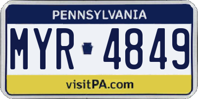 PA license plate MYR4849
