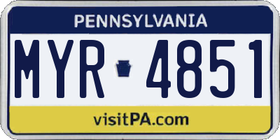 PA license plate MYR4851