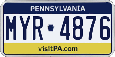 PA license plate MYR4876