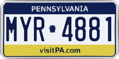 PA license plate MYR4881