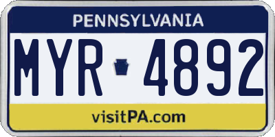 PA license plate MYR4892