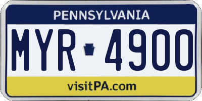 PA license plate MYR4900
