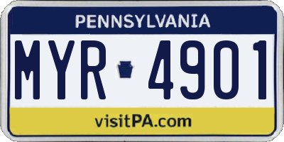 PA license plate MYR4901