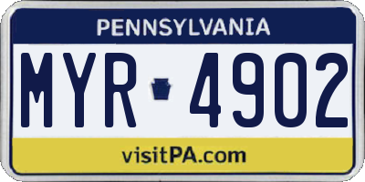 PA license plate MYR4902