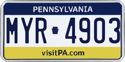 PA license plate MYR4903