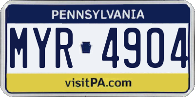 PA license plate MYR4904