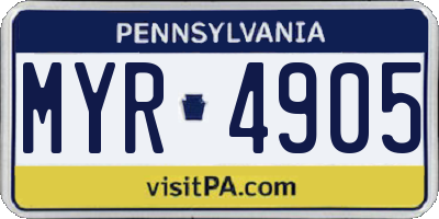 PA license plate MYR4905