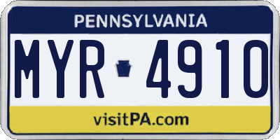 PA license plate MYR4910