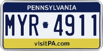 PA license plate MYR4911