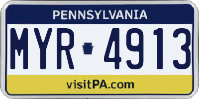 PA license plate MYR4913