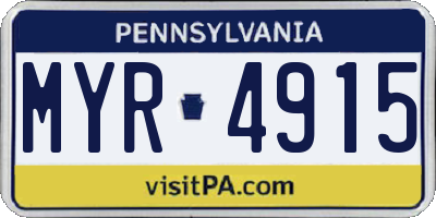 PA license plate MYR4915