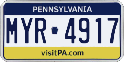 PA license plate MYR4917
