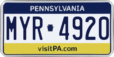 PA license plate MYR4920