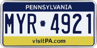 PA license plate MYR4921