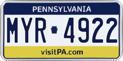 PA license plate MYR4922