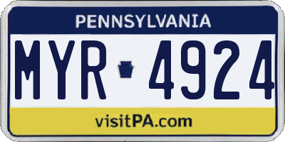PA license plate MYR4924