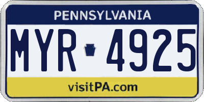 PA license plate MYR4925