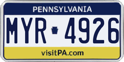 PA license plate MYR4926