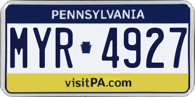 PA license plate MYR4927