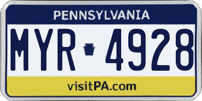 PA license plate MYR4928