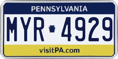 PA license plate MYR4929