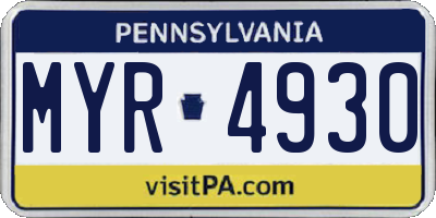 PA license plate MYR4930