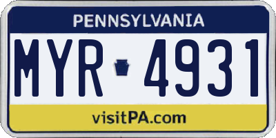 PA license plate MYR4931