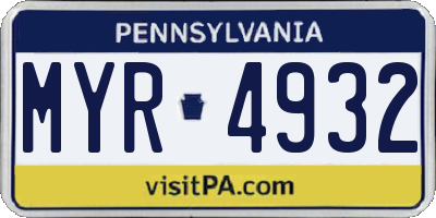 PA license plate MYR4932