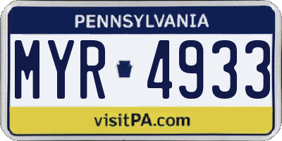 PA license plate MYR4933