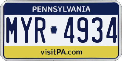 PA license plate MYR4934