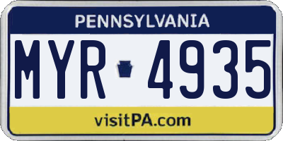PA license plate MYR4935