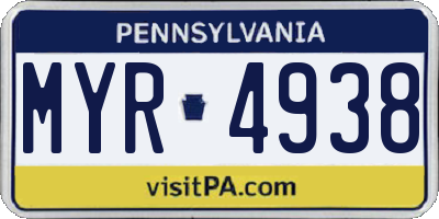 PA license plate MYR4938
